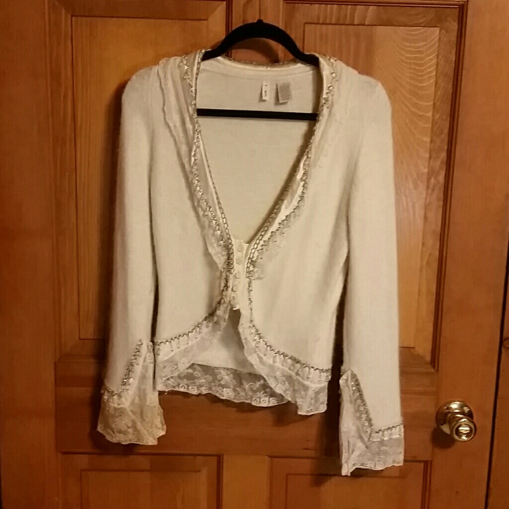 White Anthropologie winter sweater cardigan